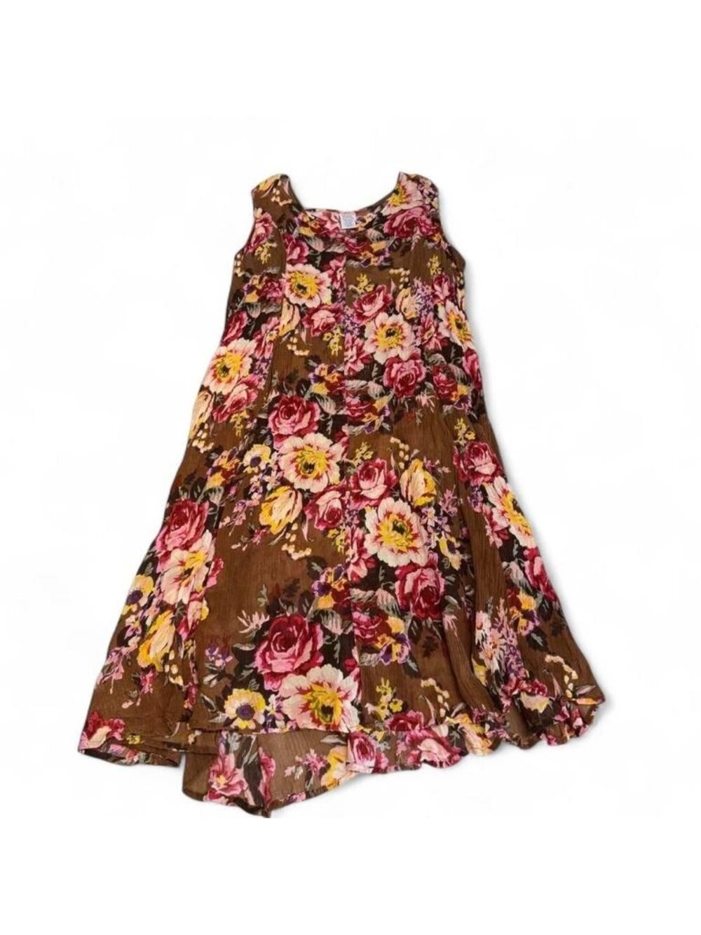 Vintage 90's Only Necessities Floral Crinkle Maxi Lounge Dress Women's 1X Boho